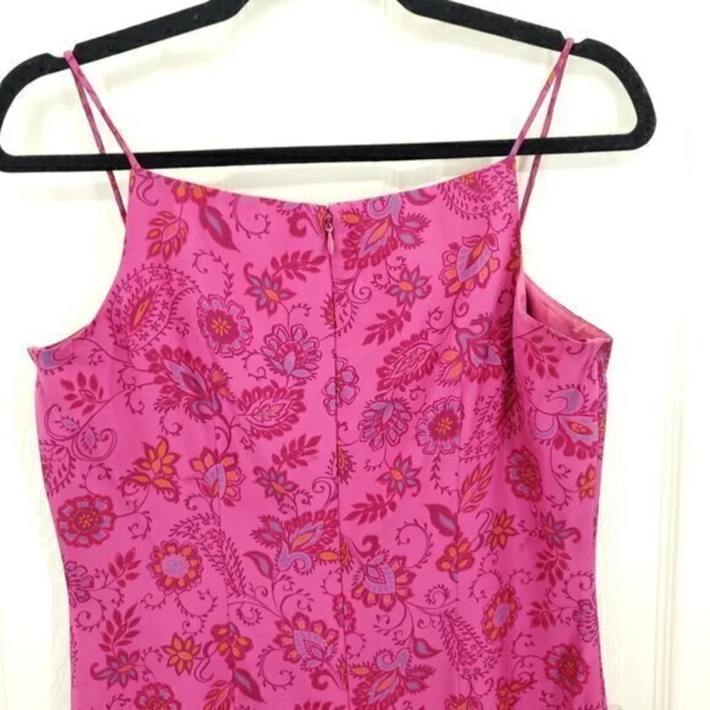 VTG 90s/early 2000s INC Silk Straight Neck Mini Sheath Dress 6 Pink Paisley
